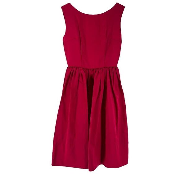 1960s Party Dress Berry Red Bow Back Sleeveless Flare Skirt Monterey Modes XS - Picture 2 of 13